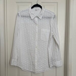 GAP Men's White Eyelet Button-Down Shirt
